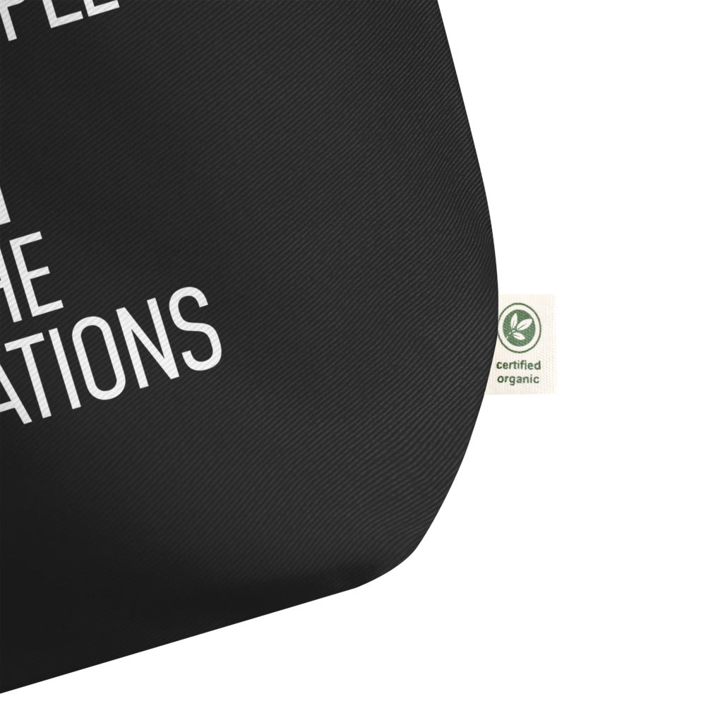 Organic Large Black Tote Tag - We The People NOT We The Corporations
