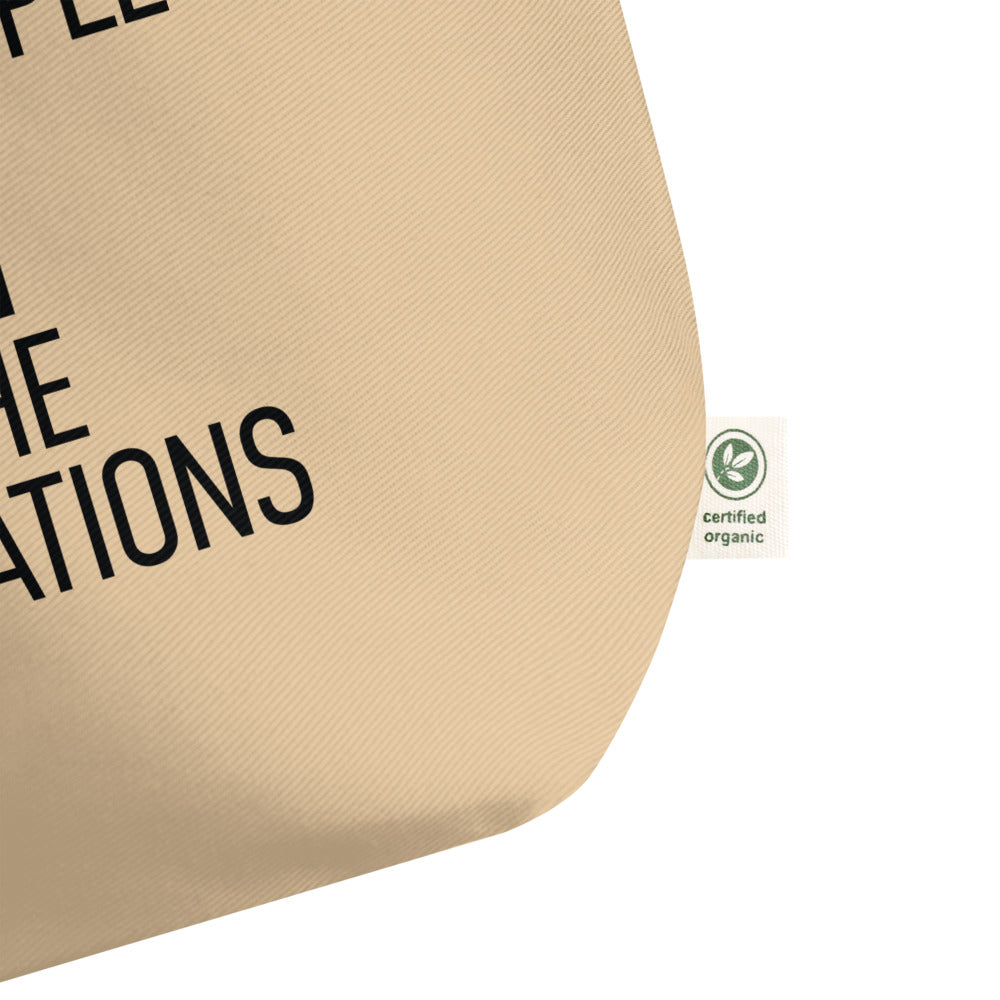 Organic Large Tan Tote Tag - We The People NOT We The Corporations