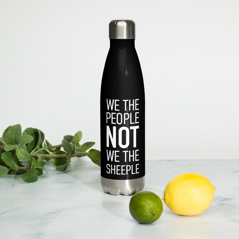 Stainless Steel Black Water Bottle - We The People NOT We The Sheeple