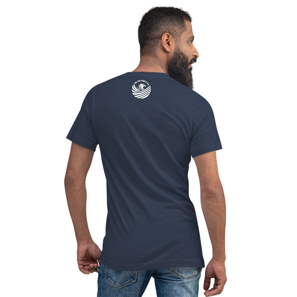 Unisex Short Sleeve V-Neck T-Shirt - We The People NOT We The Oligarchs - White Imprint
